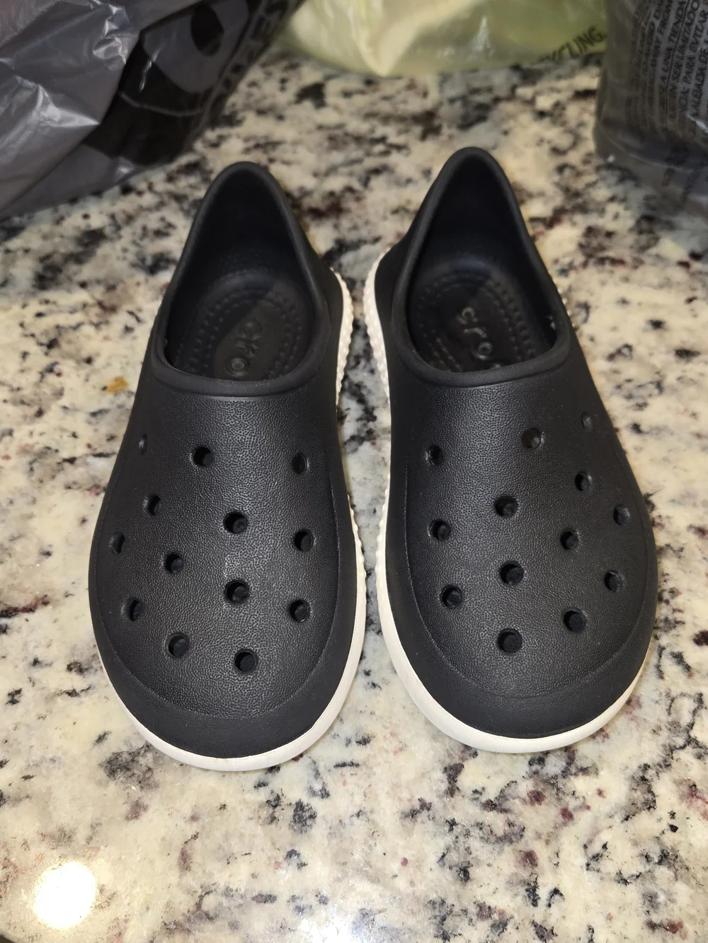 CROCS Black  with White Sole Size 9c Toddler